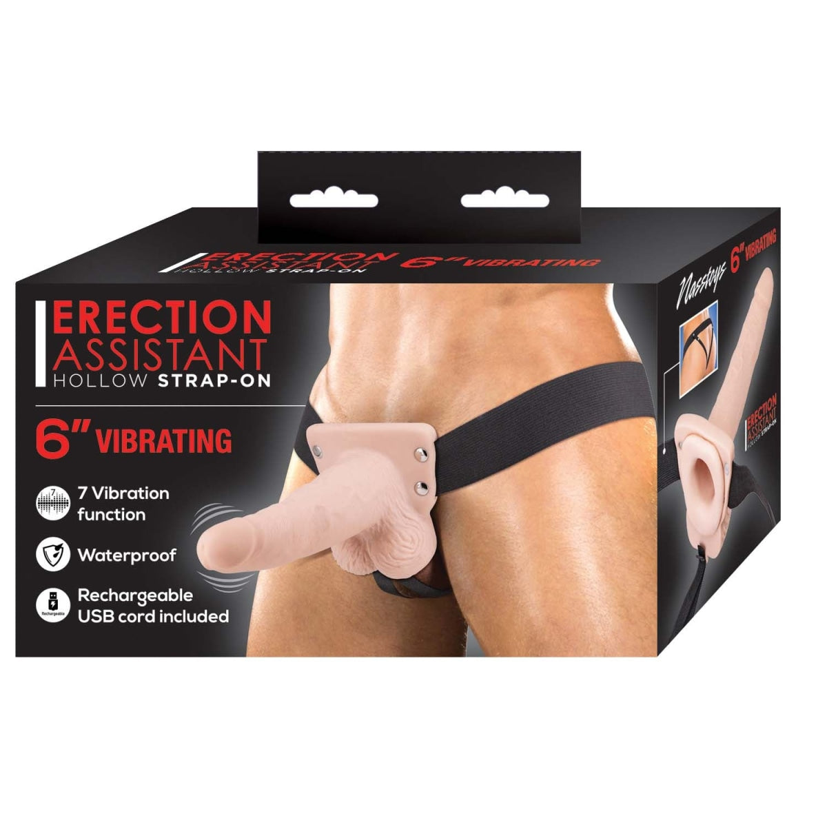 6" Vibrating Hollow Strap On in White - Sextoys for Men Intimates Adult Boutique