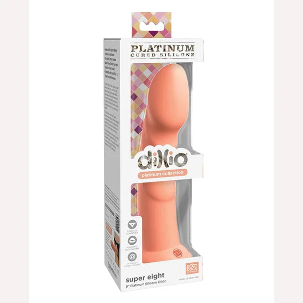 Dillio Platinum 8in Super Eight Peach Intimates Adult Boutique
