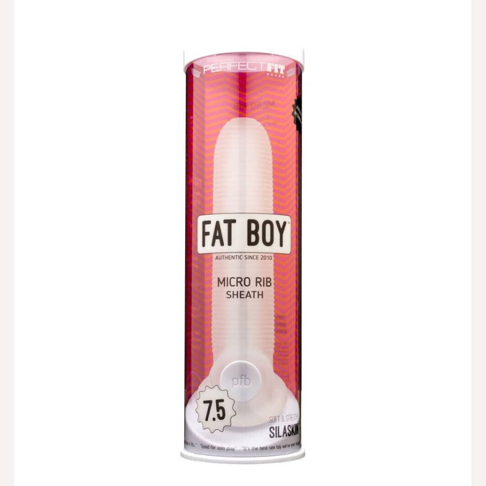 Perfect Fit Fat Boy Micro Ribbed Sheath 7.5in Clear Intimates Adult Boutique