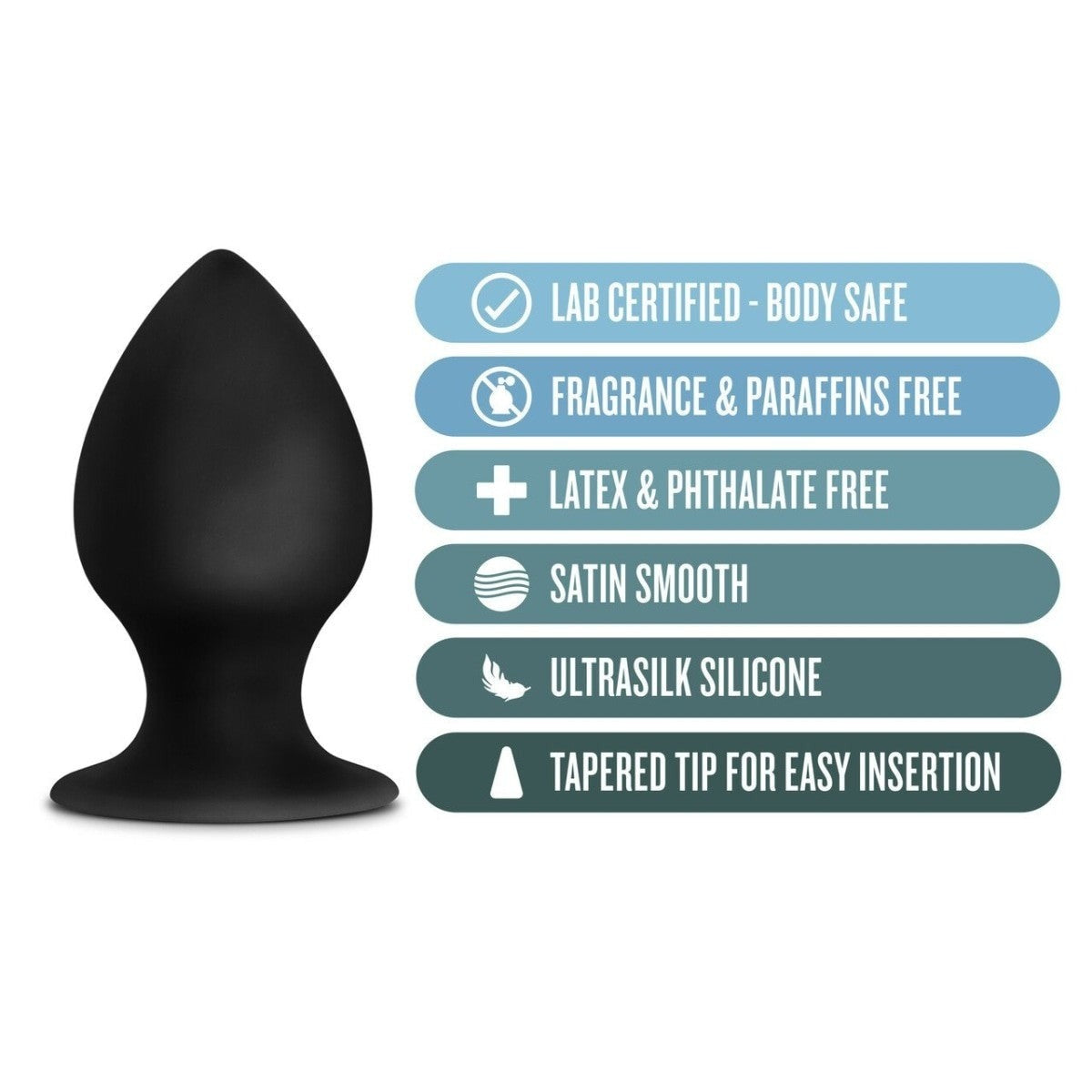 Medium Black Anal Adventures Platinum Silicone Anal Stout Plug  Intimates Adult Boutique