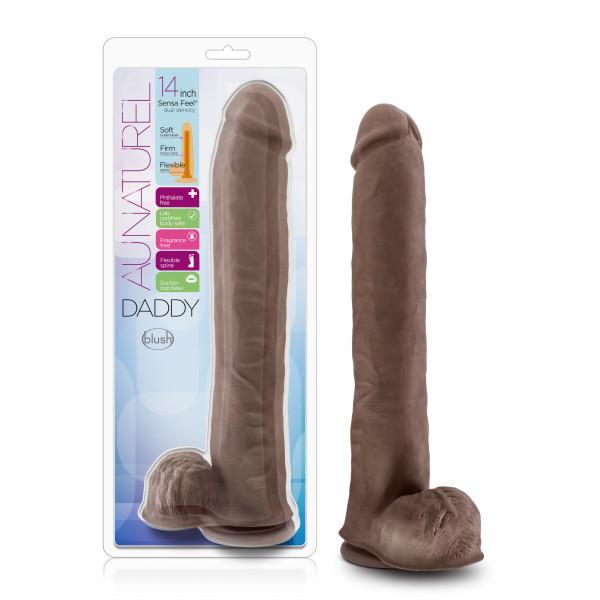 Au Naturel Daddy 14in Chocolate Dildo With Suction Cup  Intimates Adult Boutique