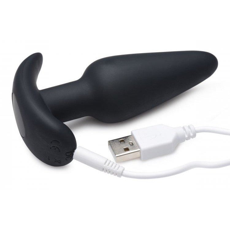 21x Vibrating Silicone Butt Plug w/ Remote - Black | Anal Toys Intimates Adult Boutique