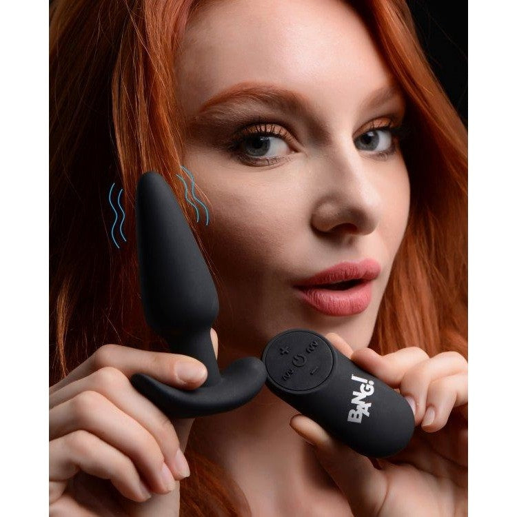 21x Vibrating Silicone Butt Plug w/ Remote - Black | Anal Toys Intimates Adult Boutique