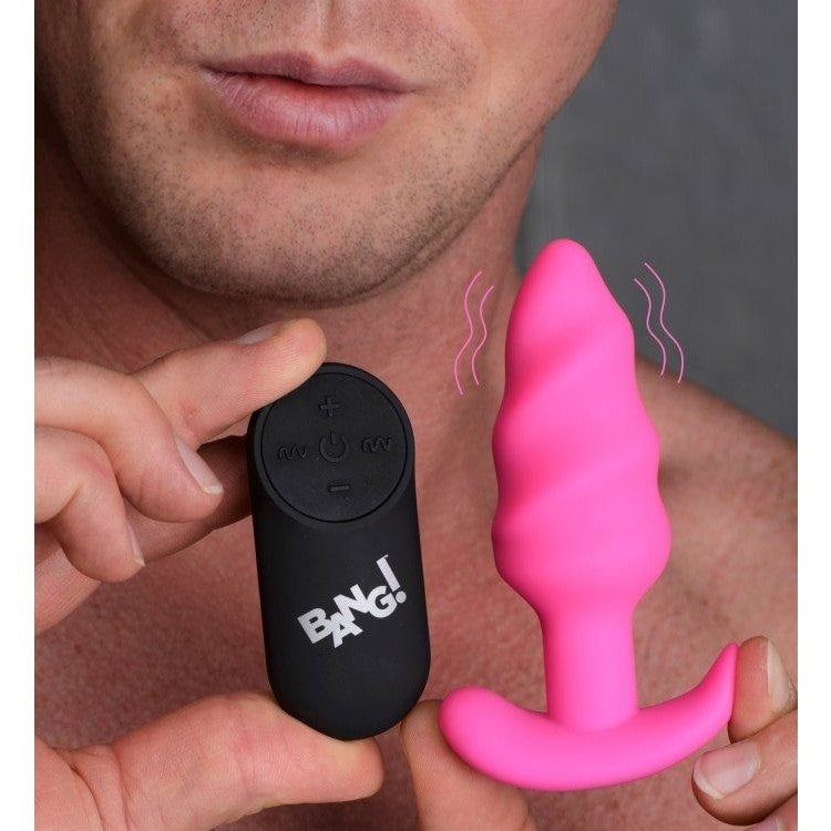 Bang! 21x Vibrating Silicone Swirl Butt Plug - Remote - Anal Toy  Intimates Adult Boutique