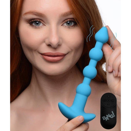 Vibrating Silicone Anal Beads & Remote Blue - Anal Toys Intimates Adult Boutique