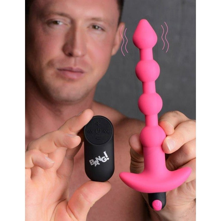 Anal Toys: Bang! Vibrating Silicone Anal Beads & Remote in Pink Intimates Adult Boutique