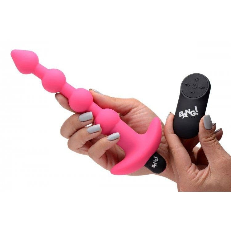 Anal Toys: Bang! Vibrating Silicone Anal Beads & Remote in Pink Intimates Adult Boutique