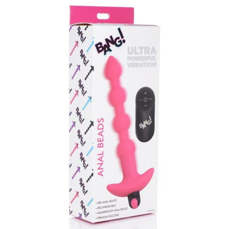 Anal Toys: Bang! Vibrating Silicone Anal Beads & Remote in Pink Intimates Adult Boutique