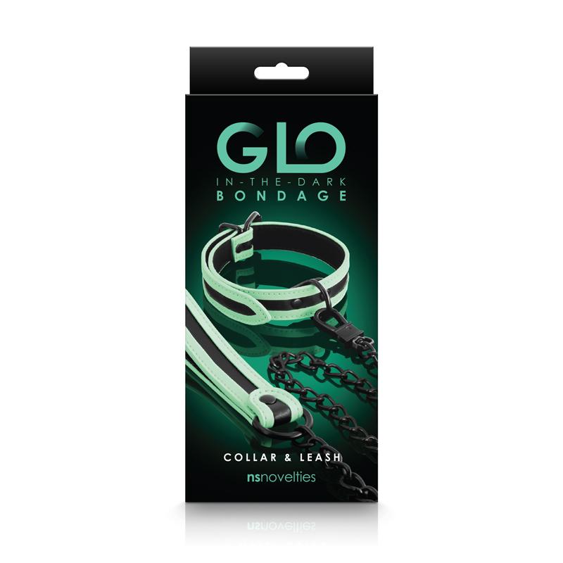 Glo Bondage Collar & Leash Green | Fetish Accessories Intimates Adult Boutique